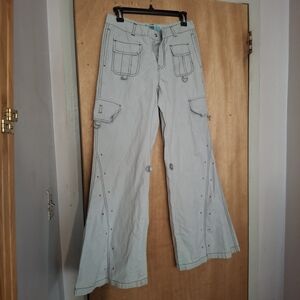 Macgirl Rave Pastelgoth 90s Light Gray Flare Phat Pants